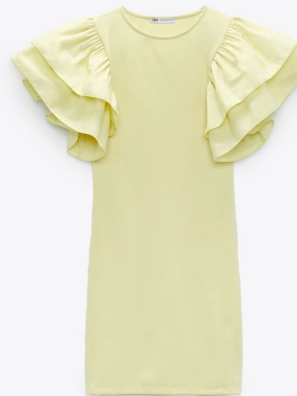 Zara Lemon Ruffle Sleeve Shift Dress